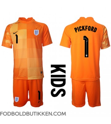 England Jordan Pickford #1 Målmand Udebanetrøje Børn VM 2022 Kortærmet (+ Korte bukser)
